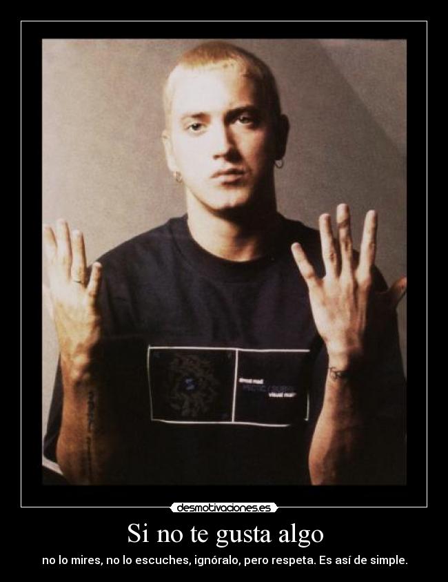 Si no te gusta algo - no lo mires, no lo escuches, ignóralo, pero respeta. Es así de simple.