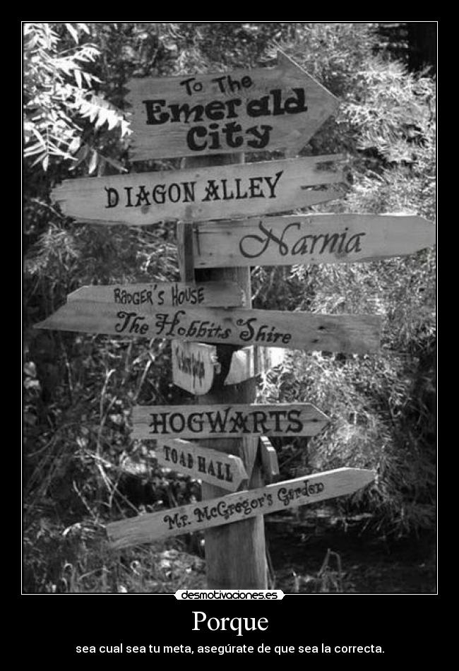 Porque - sea cual sea tu meta, asegúrate de que sea la correcta.