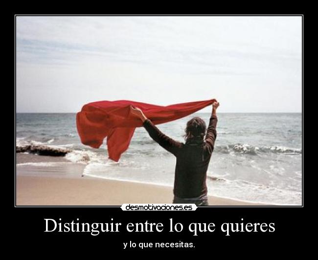 Distinguir entre lo que quieres - y lo que necesitas.
