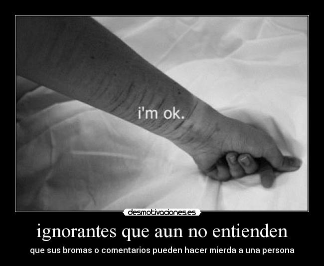 ignorantes que aun no entienden - que sus bromas o comentarios pueden hacer mierda a una persona
