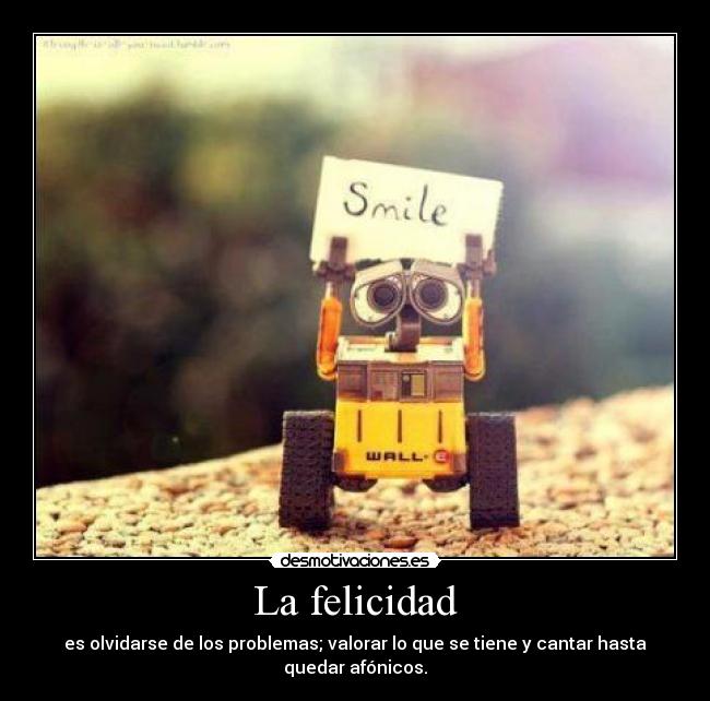 La felicidad - es olvidarse de los problemas; valorar lo que se tiene y cantar hasta quedar afónicos.