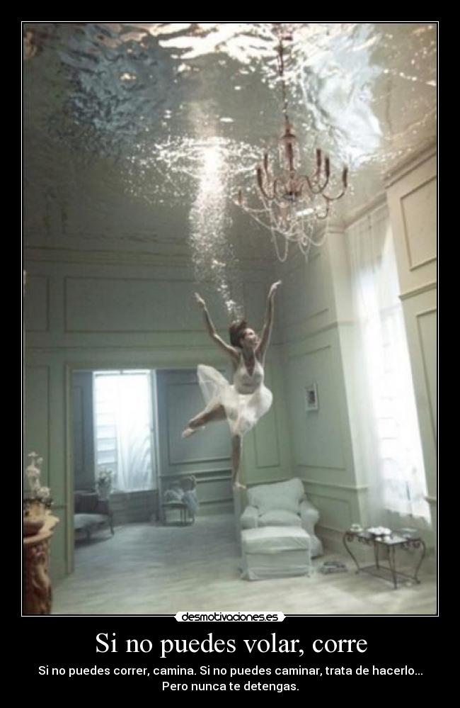 Si no puedes volar, corre - Si no puedes correr, camina. Si no puedes caminar, trata de hacerlo...
Pero nunca te detengas.