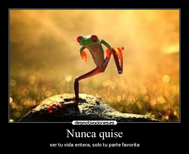 Nunca quise - ser tu vida entera, solo tu parte favorita