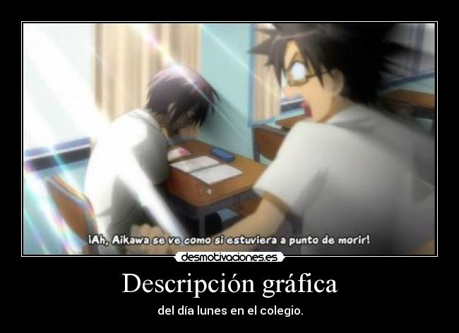 Descripción gráfica - del día lunes en el colegio.