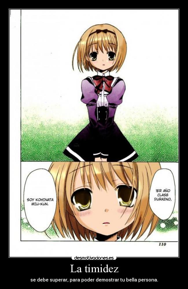 carteles anime manga ella bonita pero reina timidez desmotivaciones