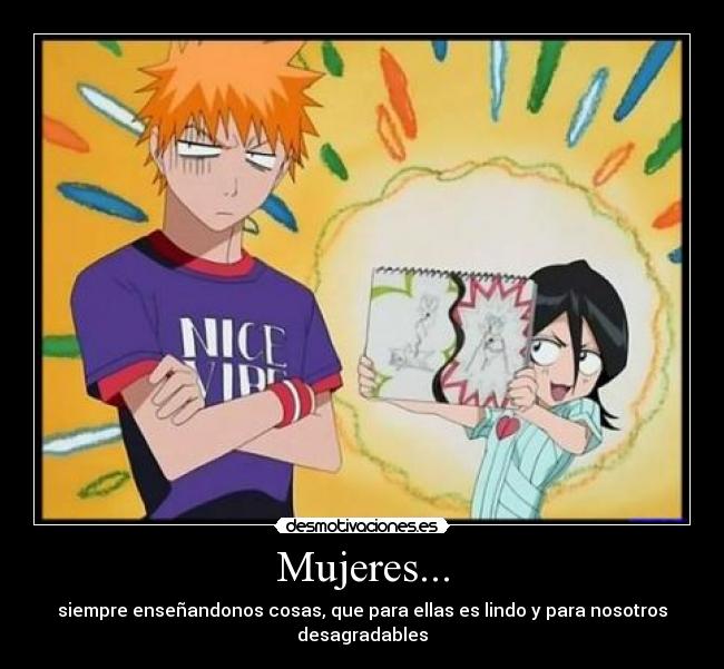carteles bleach ichigo kurosaki rukia kuchiki echos reales mujeres vida cotidiana desmotivaciones