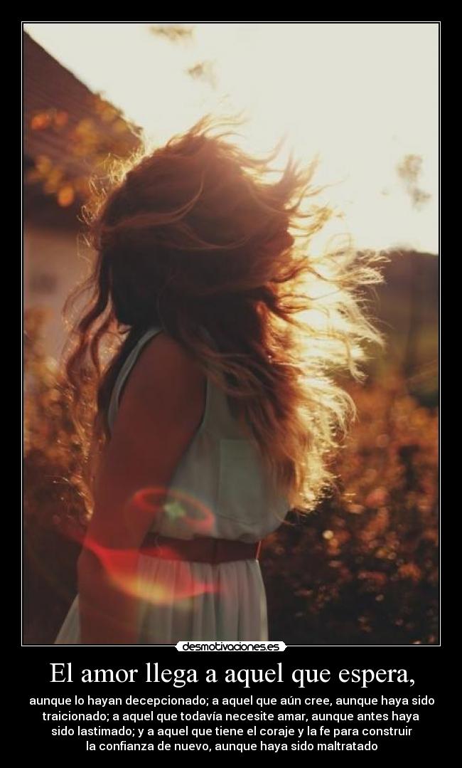 carteles amor amor llega aquel que espera aunque haya deceocionado desmotivaciones