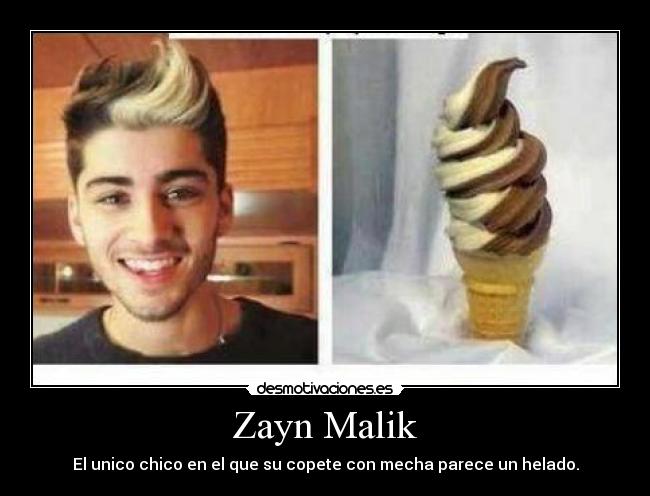Zayn Malik - El unico chico en el que su copete con mecha parece un helado.