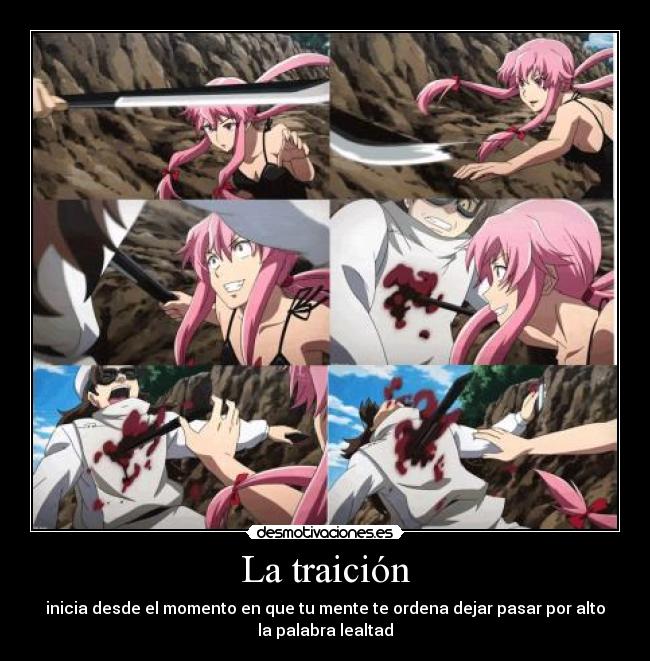 carteles mirai nikki gasai yuno anime gore desmotivaciones