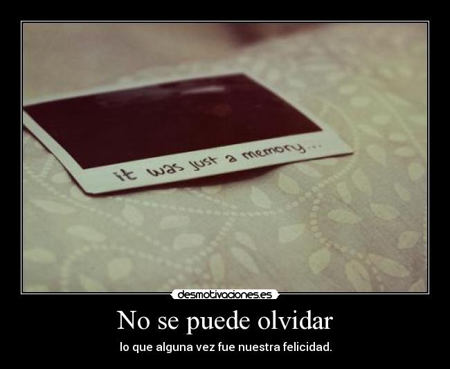 No se puede olvidar - lo que alguna vez fue nuestra felicidad.