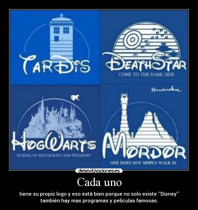 Cada uno - tiene su propio logo y eso está bien porque no solo existe Disney
también hay mas programas y peliculas famosas.