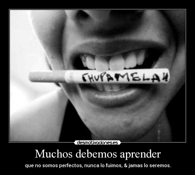 Muchos debemos aprender - que no somos perfectos, nunca lo fuimos, & jamas lo seremos.