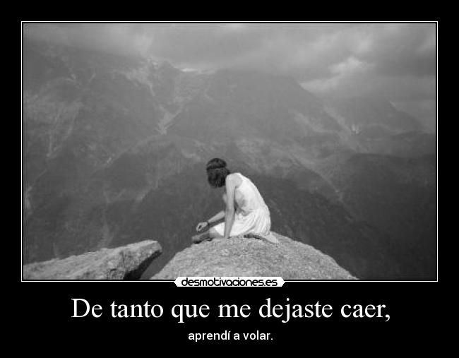 De tanto que me dejaste caer, - aprendí a volar.