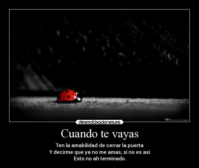 Cuando te vayas - Ten la amabilidad de cerrar la puerta
Y decirme que ya no me amas, si no es asi
Esto no ah terminado.