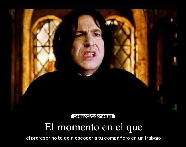 carteles profesor escoger companero nooooo severus snape missmyself desmotivaciones