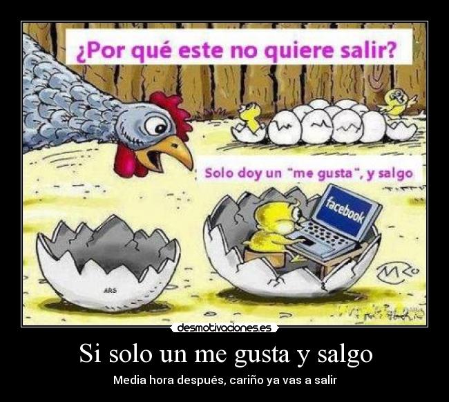 Si solo un me gusta y salgo - Media hora después, cariño ya vas a salir