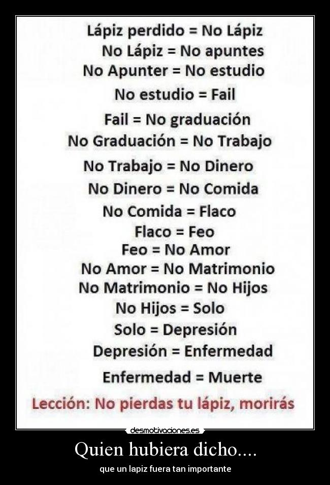 Quien hubiera dicho.... - que un lapiz fuera tan importante