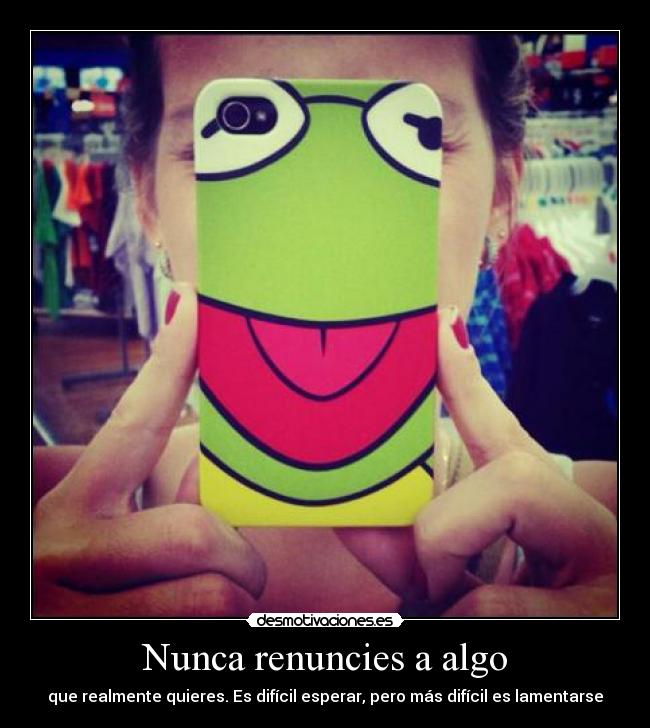 Nunca renuncies a algo - que realmente quieres. Es difícil esperar, pero más difícil es lamentarse