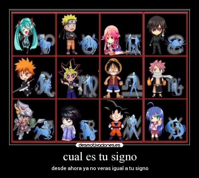 carteles zodiaco anime desmotivaciones