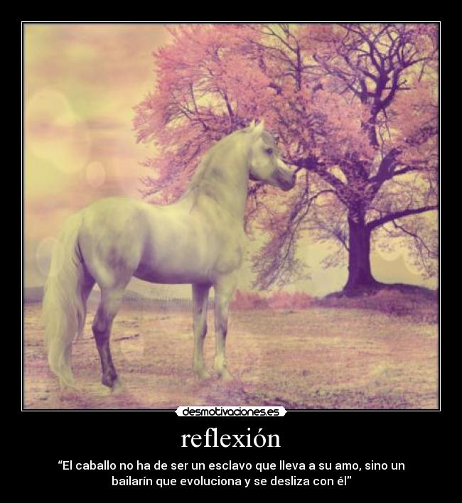 reflexión - “El caballo no ha de ser un esclavo que lleva a su amo, sino un
bailarín que evoluciona y se desliza con él