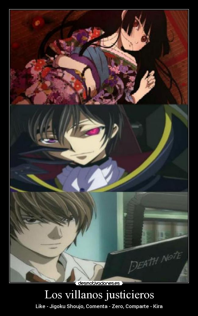 carteles los villanos justicieros del anime desmotivaciones