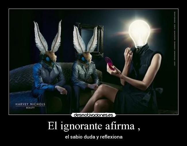 El ignorante afirma , - el sabio duda y reflexiona