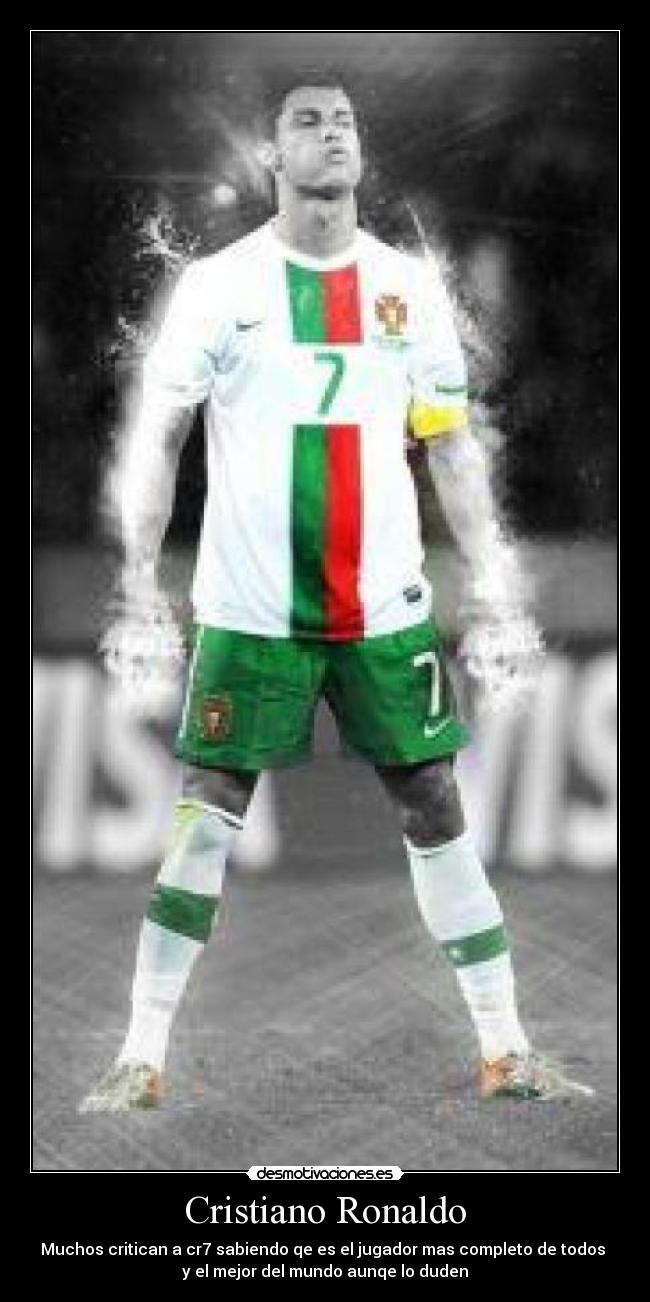 Cristiano Ronaldo - Muchos critican a cr7 sabiendo qe es el jugador mas completo de todos
y el mejor del mundo aunqe lo duden