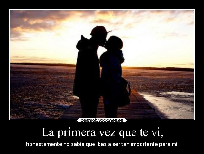 La primera vez que te vi, - honestamente no sabía que ibas a ser tan importante para mí.