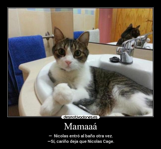 Mamaaá - — Nicolas entró al baño otra vez.
—Sí, cariño deja que Nicolas Cage.