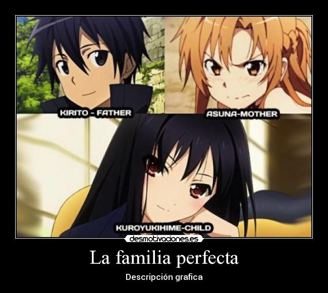 carteles familia sword art online accel world kirito asuna kuroyukihime desmotivaciones