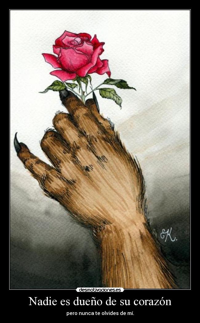 Nadie es dueño de su corazón - pero nunca te olvides de mí.