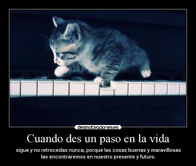 Cuando des un paso en la vida - sigue y no retrocedas nunca, porque las cosas buenas y maravillosas
las encontraremos en nuestro presente y futuro.