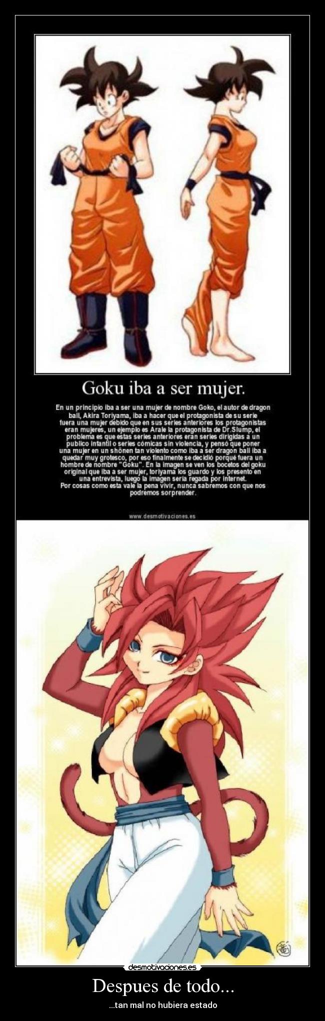 carteles gogeta girl version goku mujer desmotivaciones