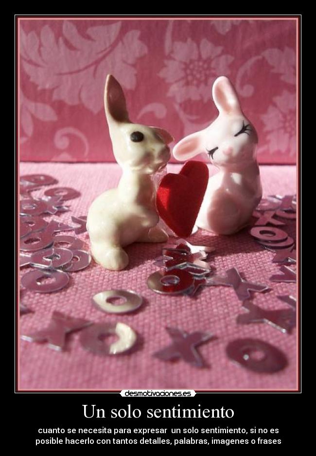 Un solo sentimiento - cuanto se necesita para expresar un solo sentimiento, si no es
posible hacerlo con tantos detalles, palabras, imagenes o frases