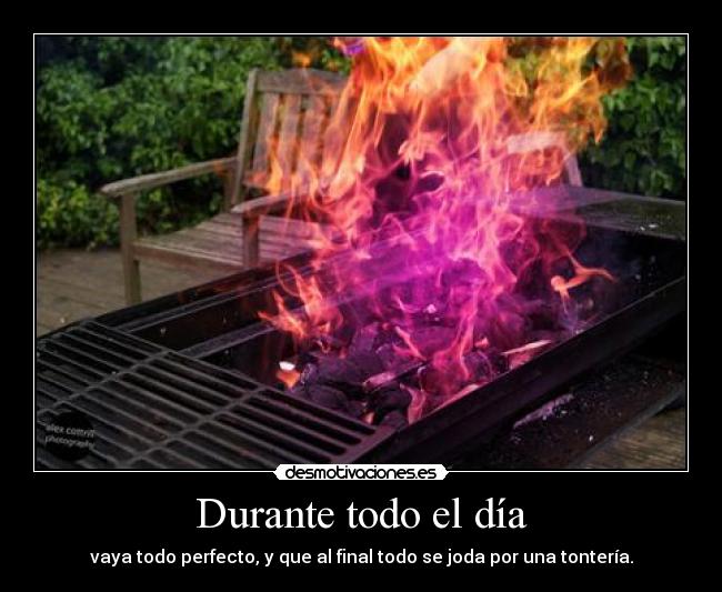 Durante todo el día - vaya todo perfecto, y que al final todo se joda por una tontería.