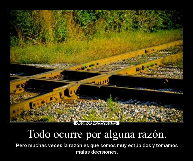 Todo ocurre por alguna razón. -