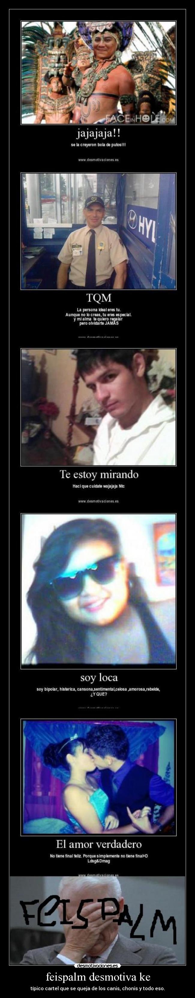 feispalm desmotiva ke - típico cartel que se queja de los canis, chonis y todo eso.