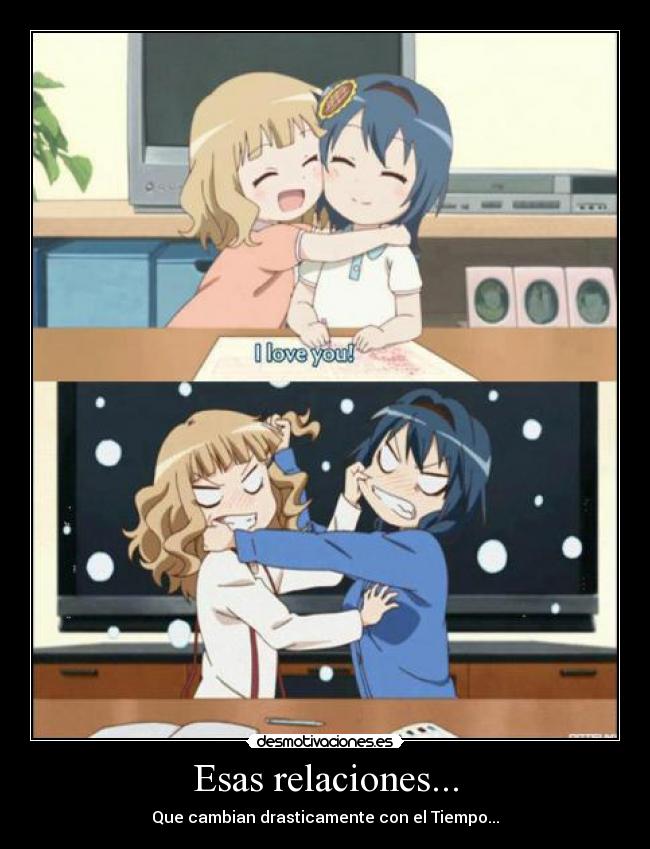 carteles yuru yuri anime amor relaciones amigos desmotivaciones