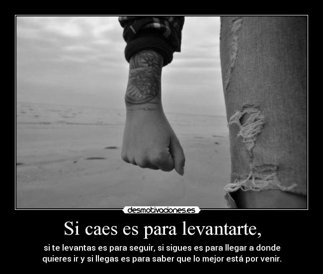 Si caes es para levantarte, - si te levantas es para seguir, si sigues es para llegar a donde
quieres ir y si llegas es para saber que lo mejor está por venir.
