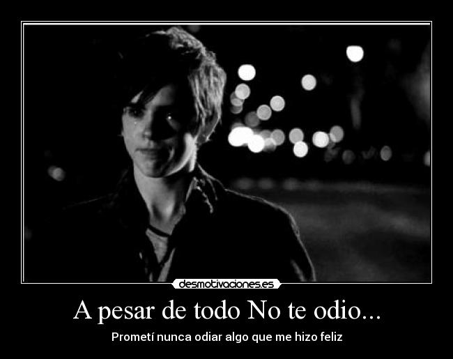 A pesar de todo No te odio... - Prometí nunca odiar algo que me hizo feliz