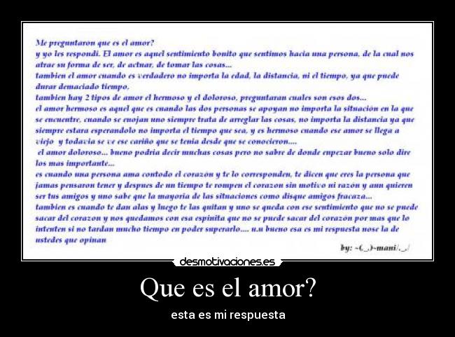Que es el amor? - esta es mi respuesta