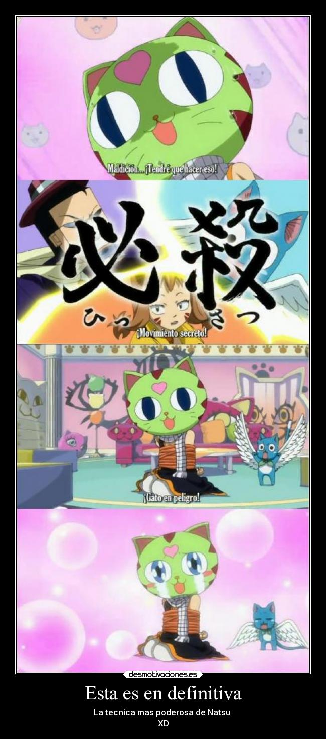 carteles anime fairy tail natsu dragneel happy milliana neko desmotivaciones