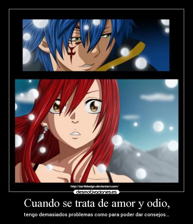 carteles amor odio fairy tail anime erza titania scarlet jellal fernandez desmotivaciones