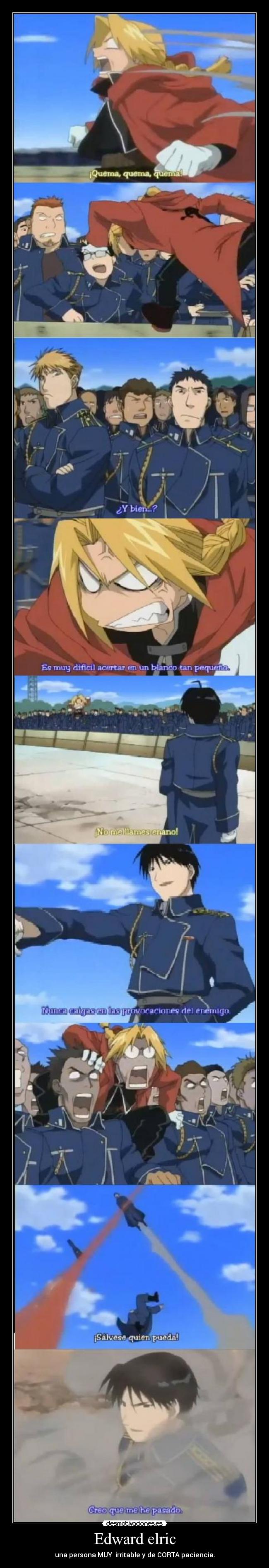 carteles edward elric fullmetal alchemist mustang coronel alphonse pelea alquimista acero fuego enano desmotivaciones