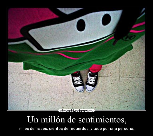 Un millón de sentimientos, - miles de frases, cientos de recuerdos, y todo por una persona.
