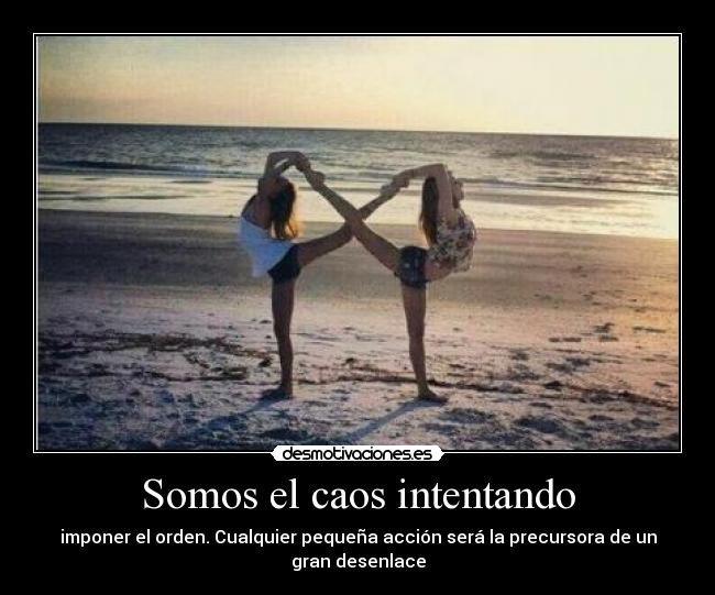 Somos el caos intentando - imponer el orden. Cualquier pequeña acción será la precursora de un gran desenlace