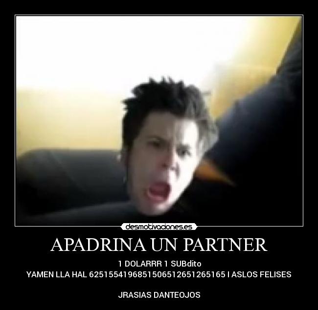 APADRINA UN PARTNER - 1 DOLARRR 1 SUBdito
YAMEN LLA HAL 6251554196851506512651265165 I ASLOS FELISES
JRASIAS DANTEOJOS