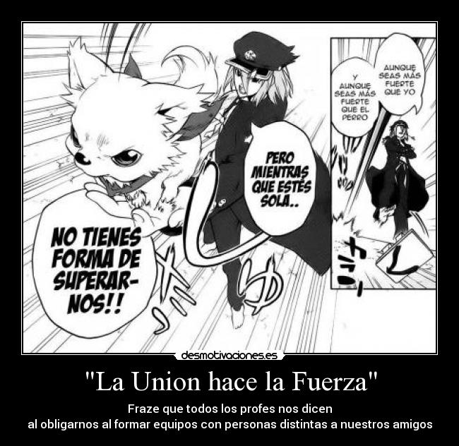 La Union hace la Fuerza - Fraze que todos los profes nos dicen
al obligarnos al formar equipos con personas distintas a nuestros amigos