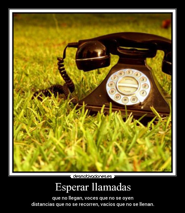 Esperar llamadas - que no llegan, voces que no se oyen
distancias que no se recorren, vacios que no se llenan.