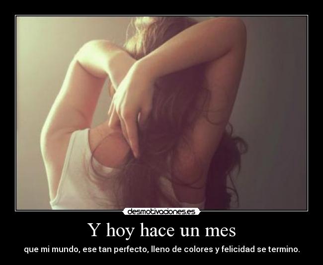 Y hoy hace un mes - que mi mundo, ese tan perfecto, lleno de colores y felicidad se termino.